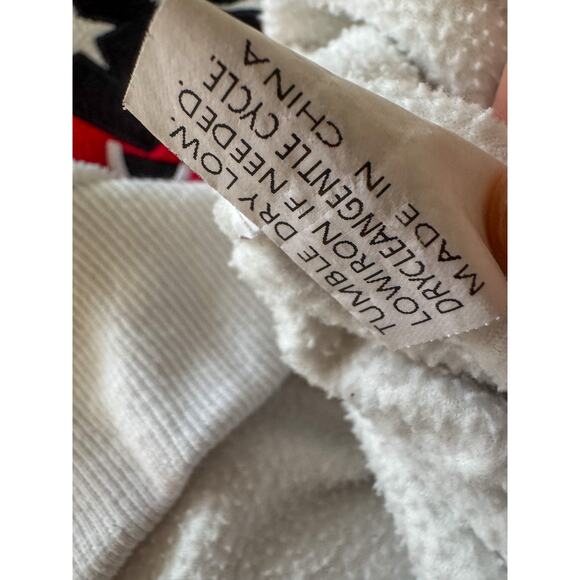 Y2K White Fleece Pullover Hoodie | Gothic Script & Angry Star Appliqué (Size M) - Picture 5 of 12